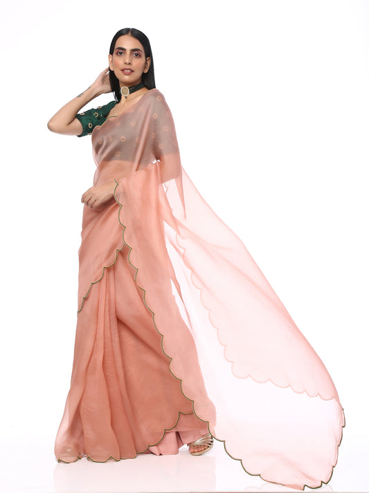 Onion Pink Scallop Saree