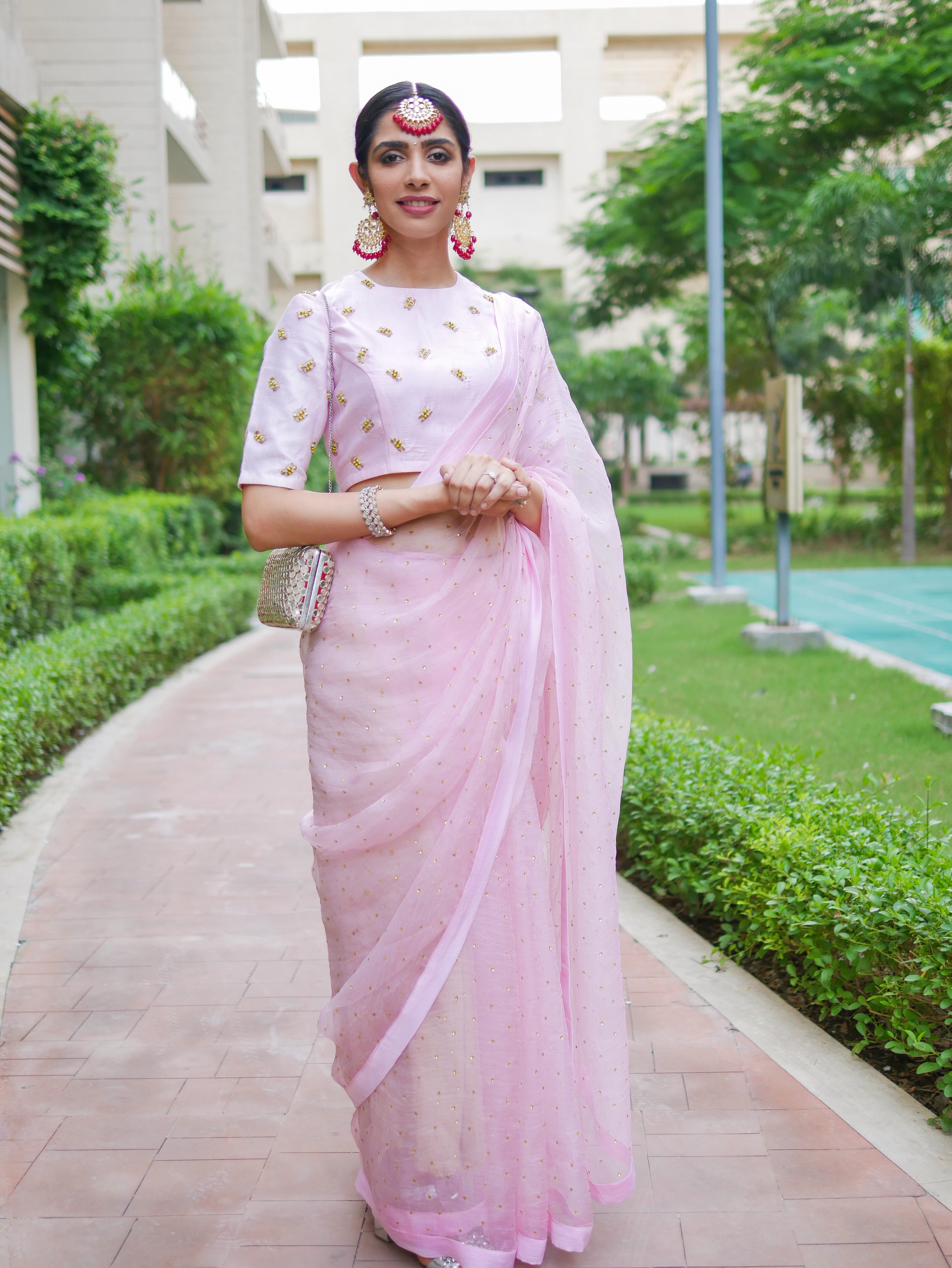 Embroidered Saree with Blouse Material - Sameera Saneesh Kochi