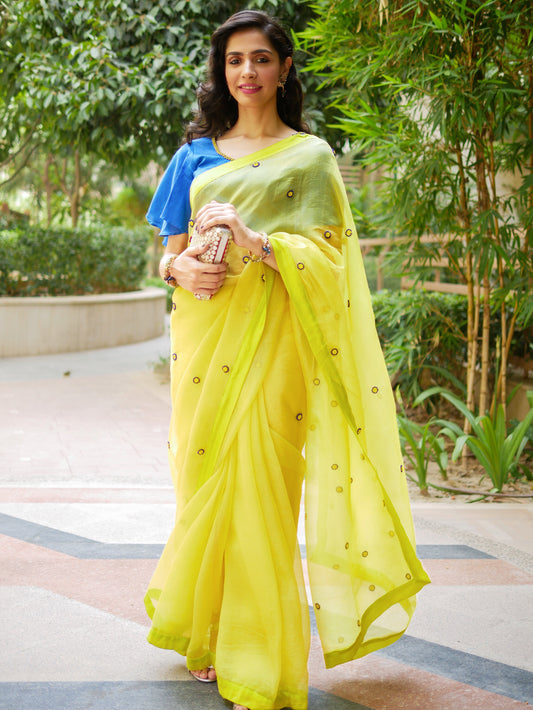 Lime Organza Saree