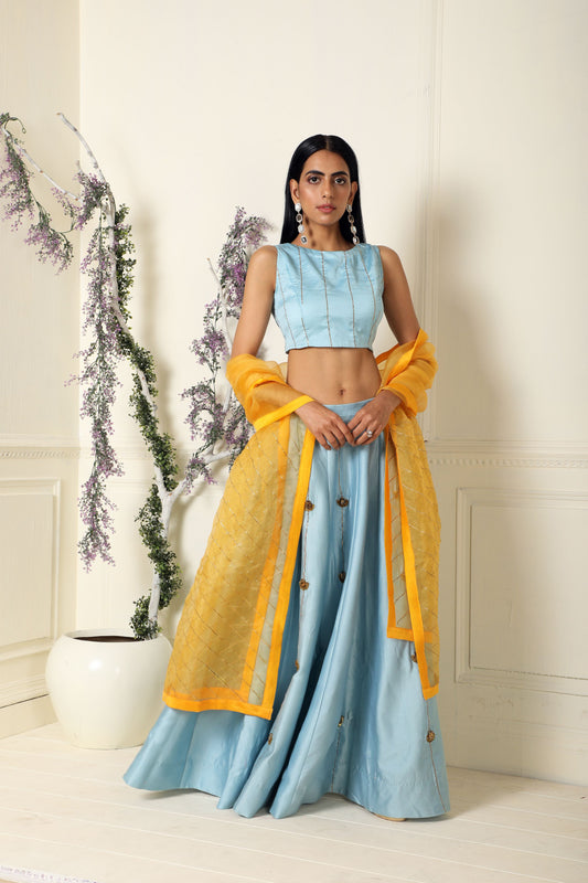 Ash Blue Lehenga Set