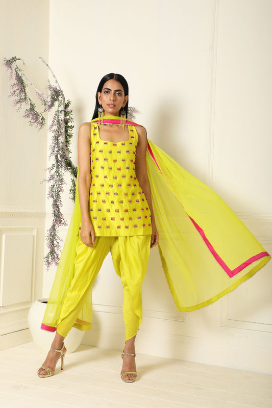 Lime Dhoti-Kurta Set