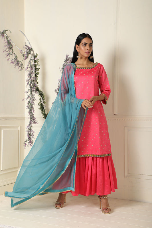 Rose Pink Kurta Garara Set