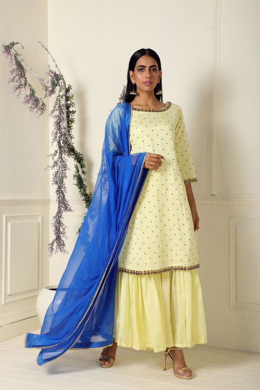 Lemon Yellow Kurta Garara Set