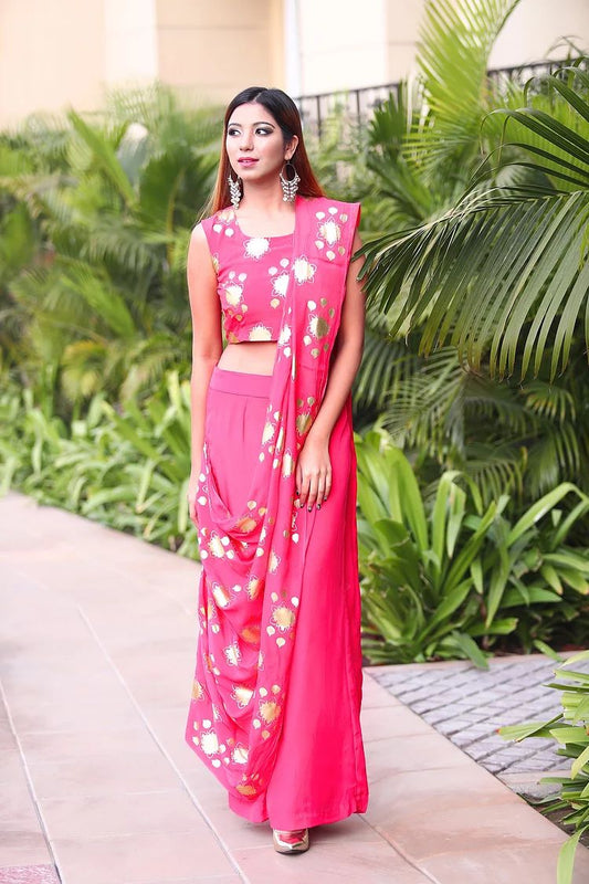 Pink Pant Saree