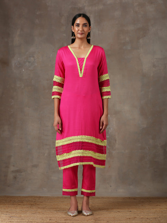 Fuschia kurta set(ready to ship)