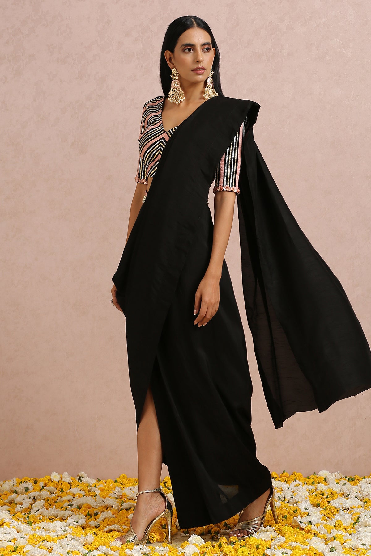 Black Draped Saree