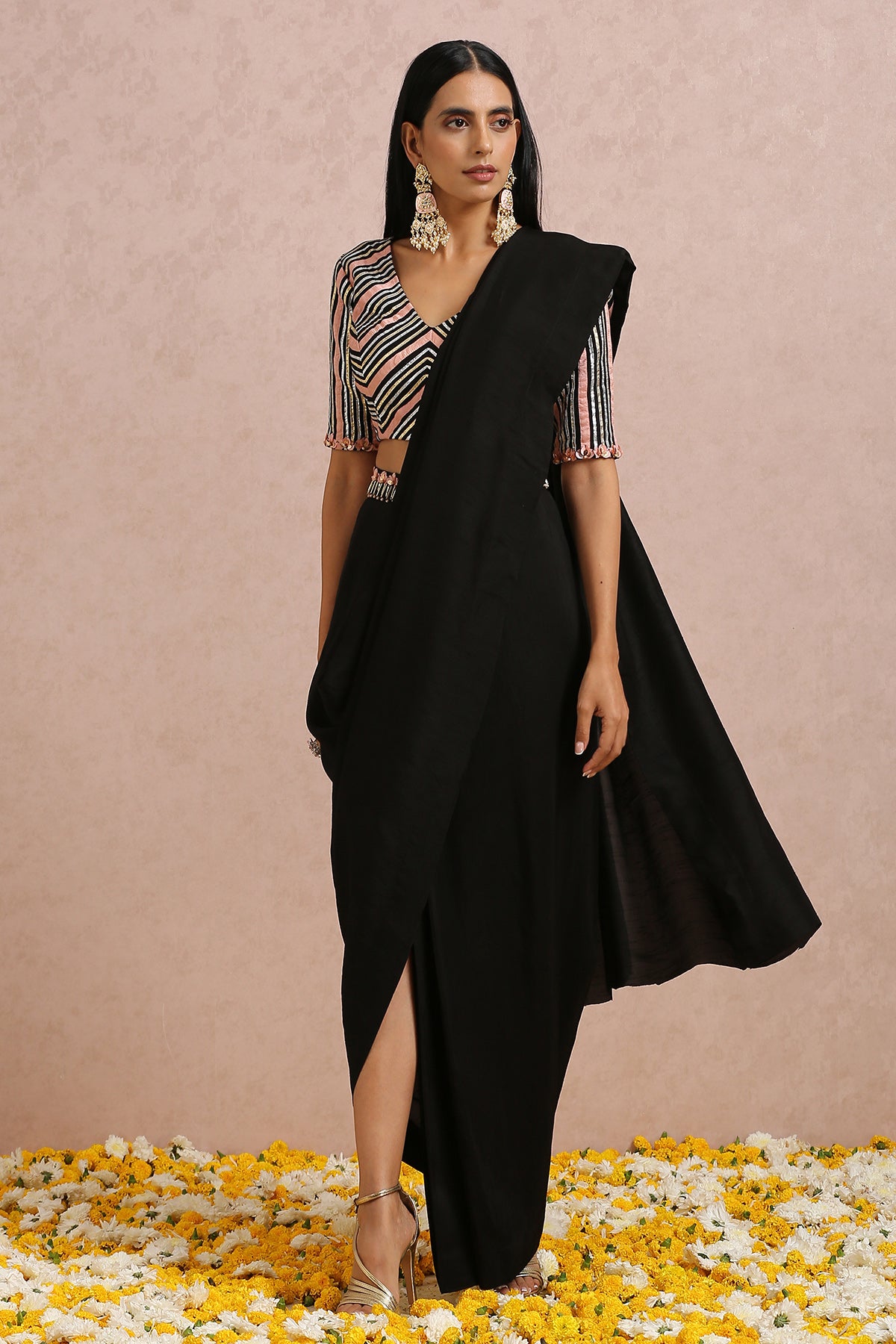 Black Draped Saree