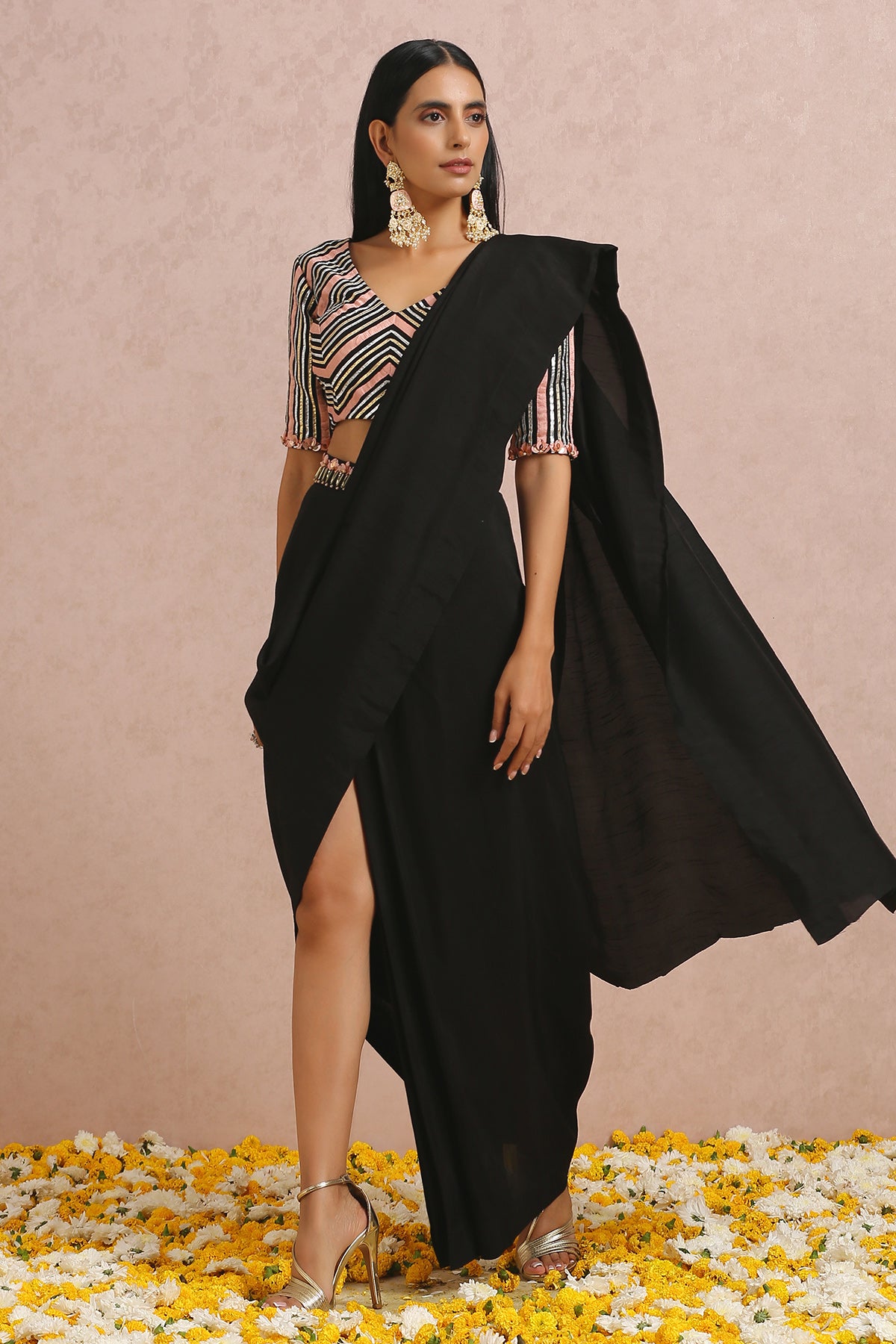 Black Draped Saree