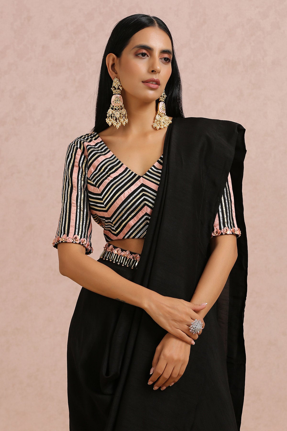 Black Draped Saree