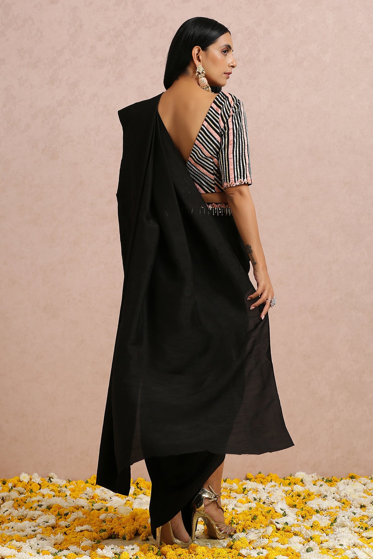 Black Draped Saree